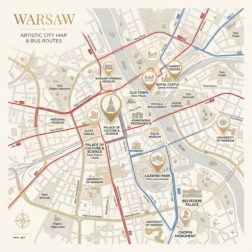 Warsaw Bus Map